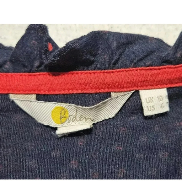 Boden Black Blouse with Pink Dots and Ruffles - Picture 4 of 9